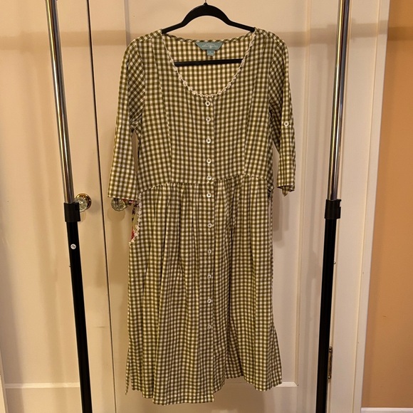 April Cornell Dresses & Skirts - April Cornell Olive Checkered Midi Dress